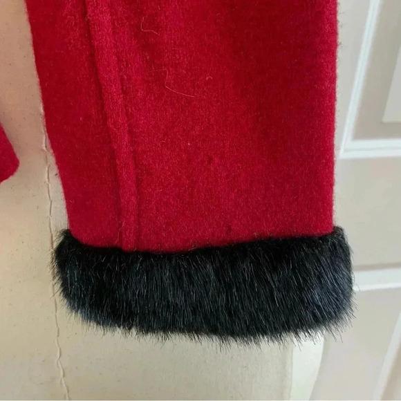 CAROLE LITTLE Boiled Wool Full Zip Faux Fur Collar Sweater Jacket M * Flaw - Picture 6 of 13
